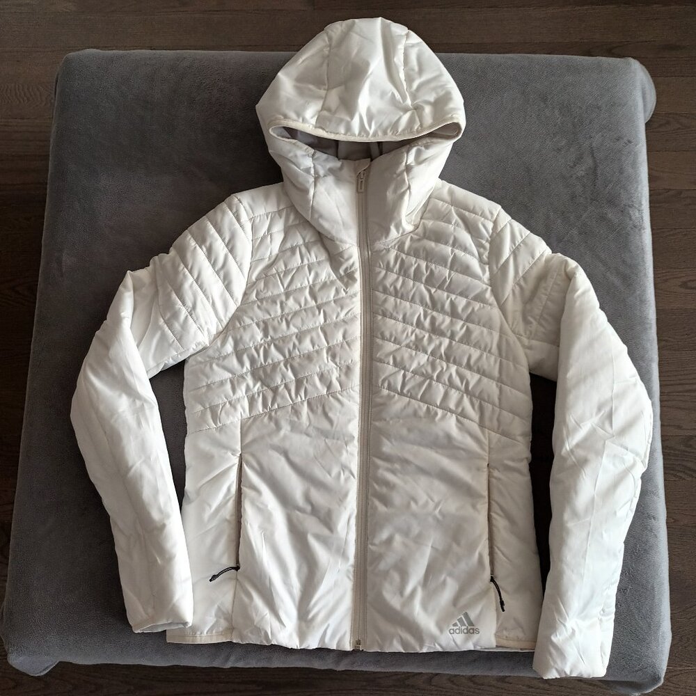 adidas Women's White Hooded Puffer Jacket